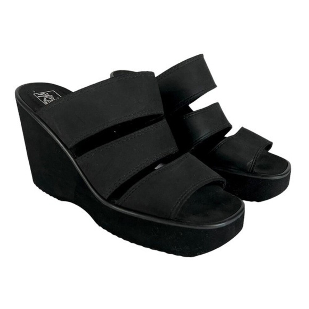 Seychelles Beach Club Tri Strap Black Foam Platform Sandals Size 9 Y2K